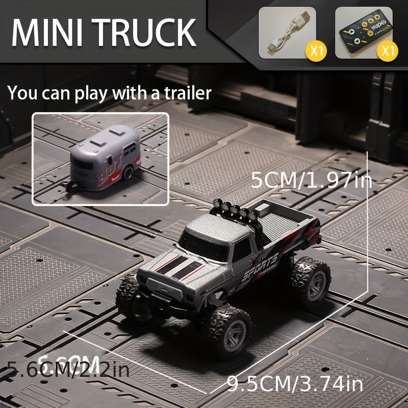 1:64 Scale Mini RC Off-Road Truck with Shock Absorbers, Alloy Body