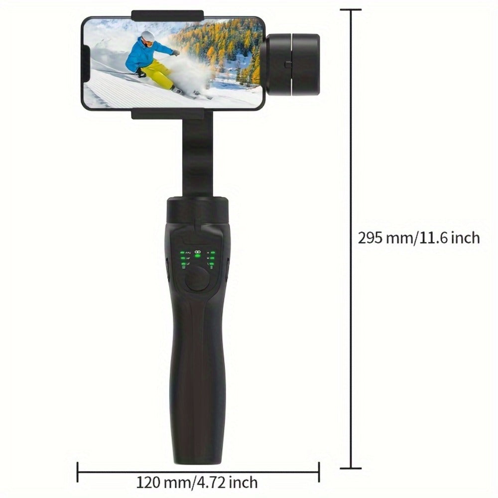 Handheld 3-Axis Smartphone Gimbal Stabilizer with Wireless Bluetooth No App Required Anti-Shake Video Recording – Includes Stand & Mount Compatible with iPhone Android Vlog Travel Live Streaming