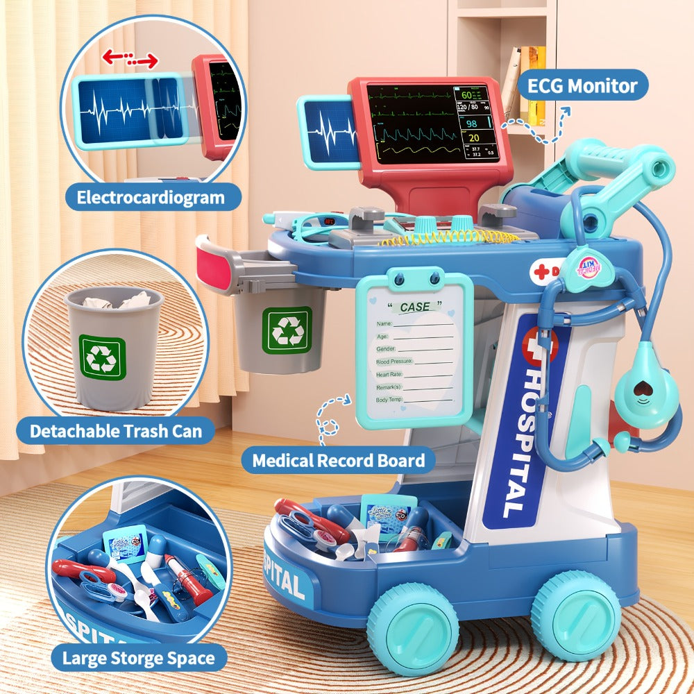 Kids Doctor Play Set with Medical Trolley for Pretend Clinic Role-Play