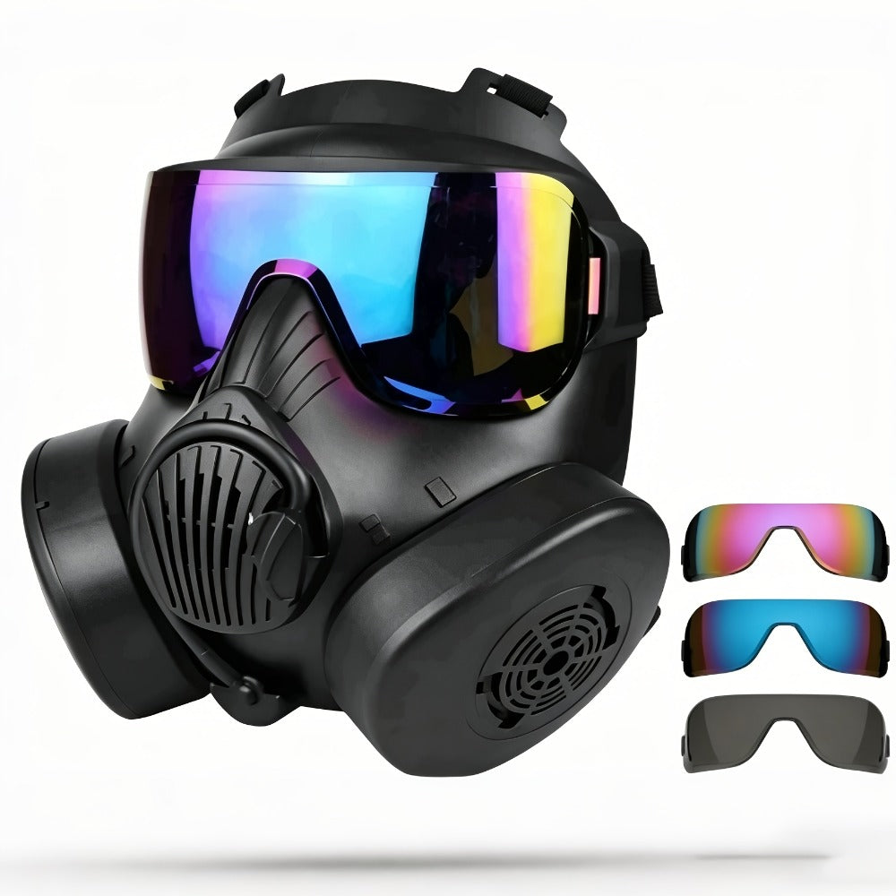 Tactical CS Costume Prop Mask Plastic Airsoft Style – Military Face Mask for Men Halloween Cosplay Role Play CS Simulation Outdoor Camping Movie Stage Props Cool Dress Up Black Tri-Color
