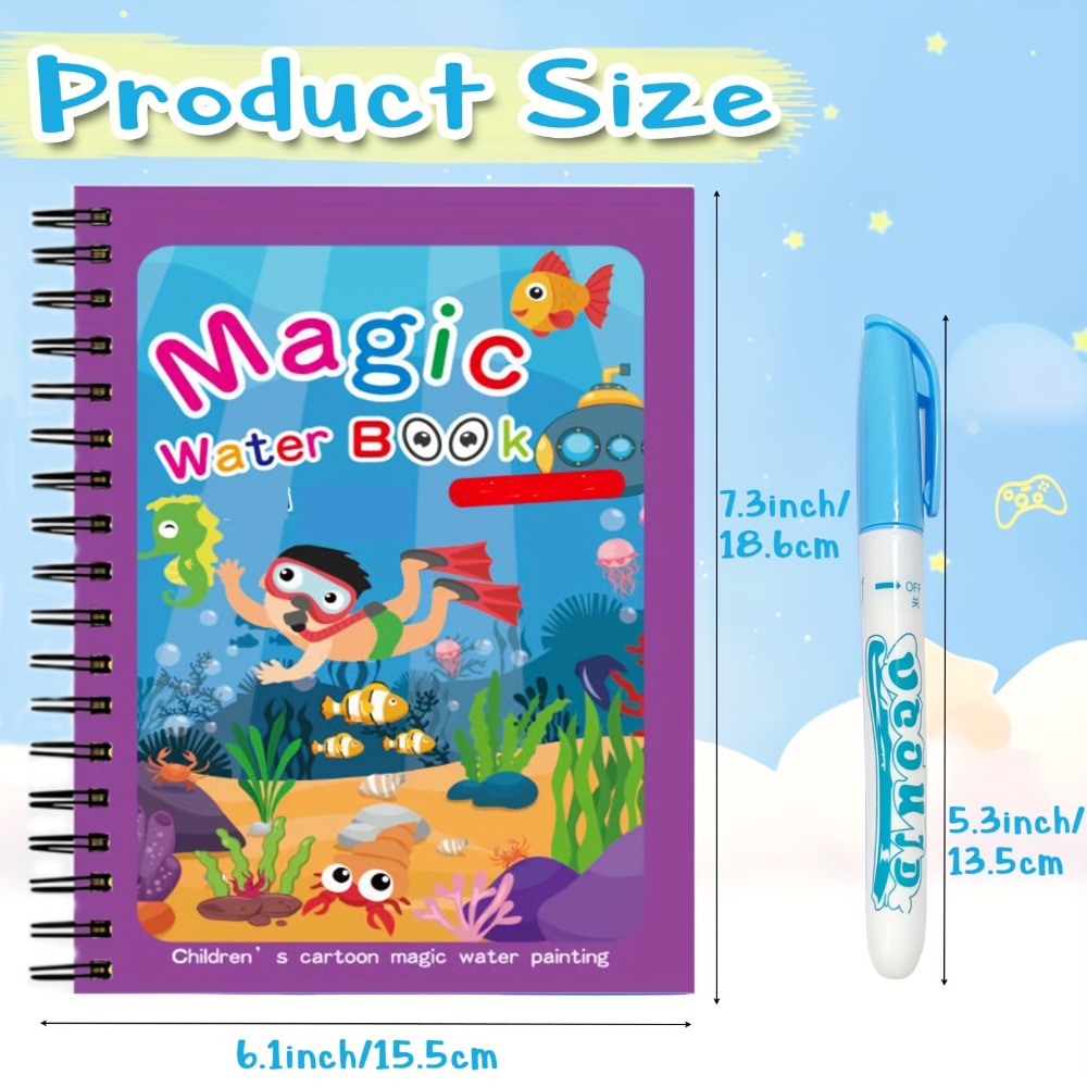 Reusable Water Doodle Books, 12-Piece Set for Painting and Group Activities