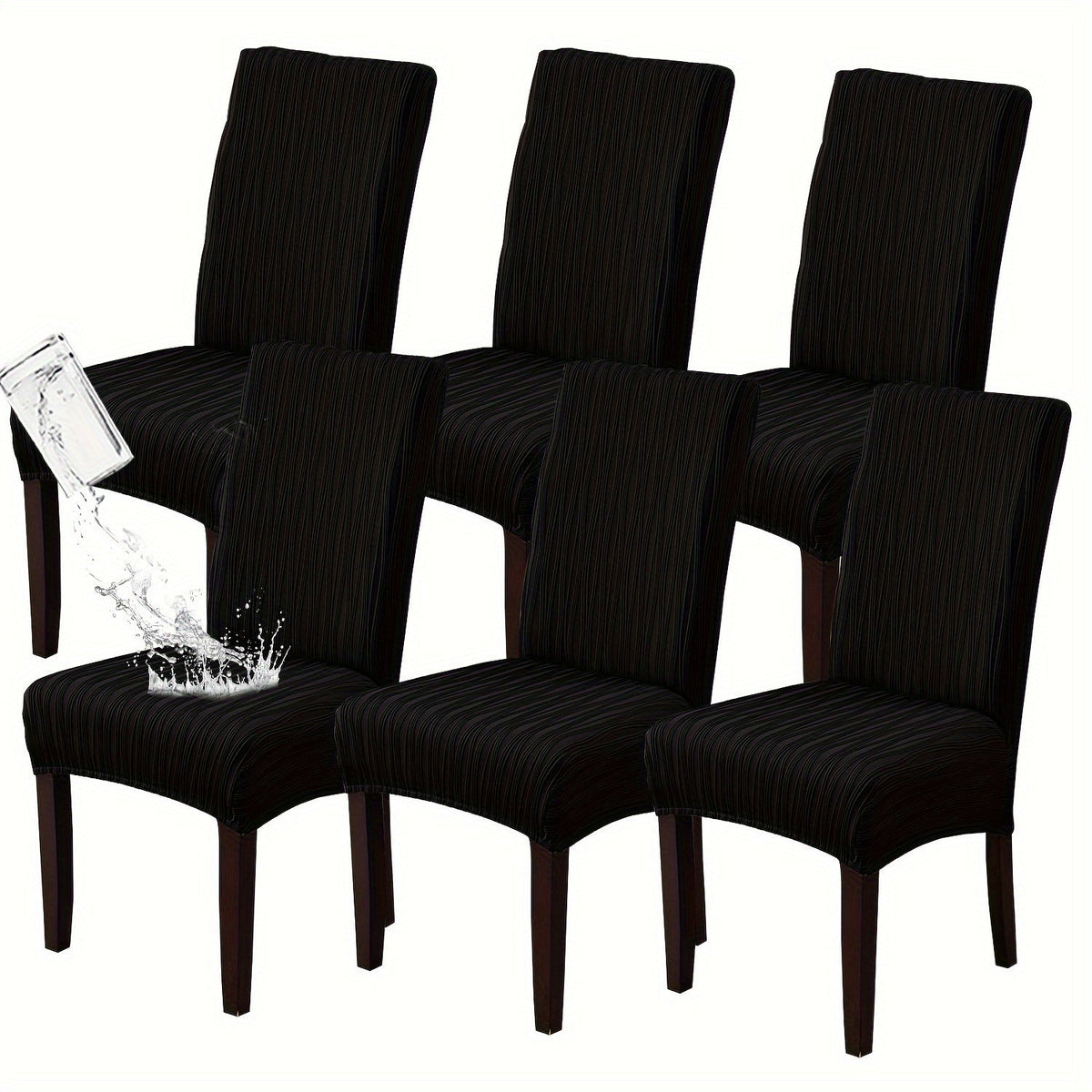 Dining Chair Covers Stretch Slipcovers Set of 4 or 6, Stain Resistant Removable Washable Chair Protector for Home Kitchen Restaurant Wedding, Spandex Jacquard Fabric, 7 Colors Available