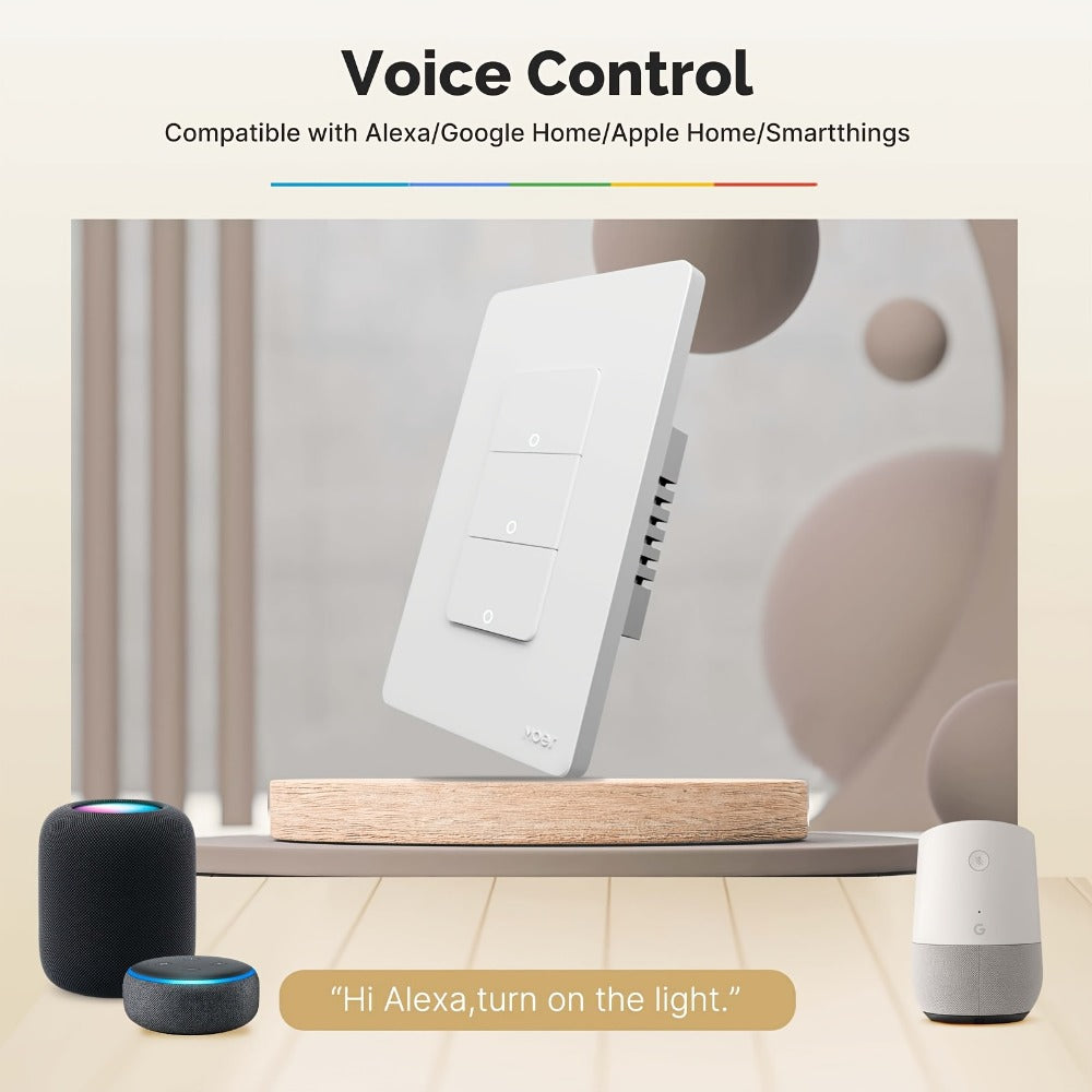 No Neutral Wire WiFi Smart Light Switch MOES 1/2/3/4 Gang Single Pole, Works with Alexa & Google Assistant, No Hub Required, 2.4GHz App Control, 110V – 2 Pack Smart Home Lighting Switch