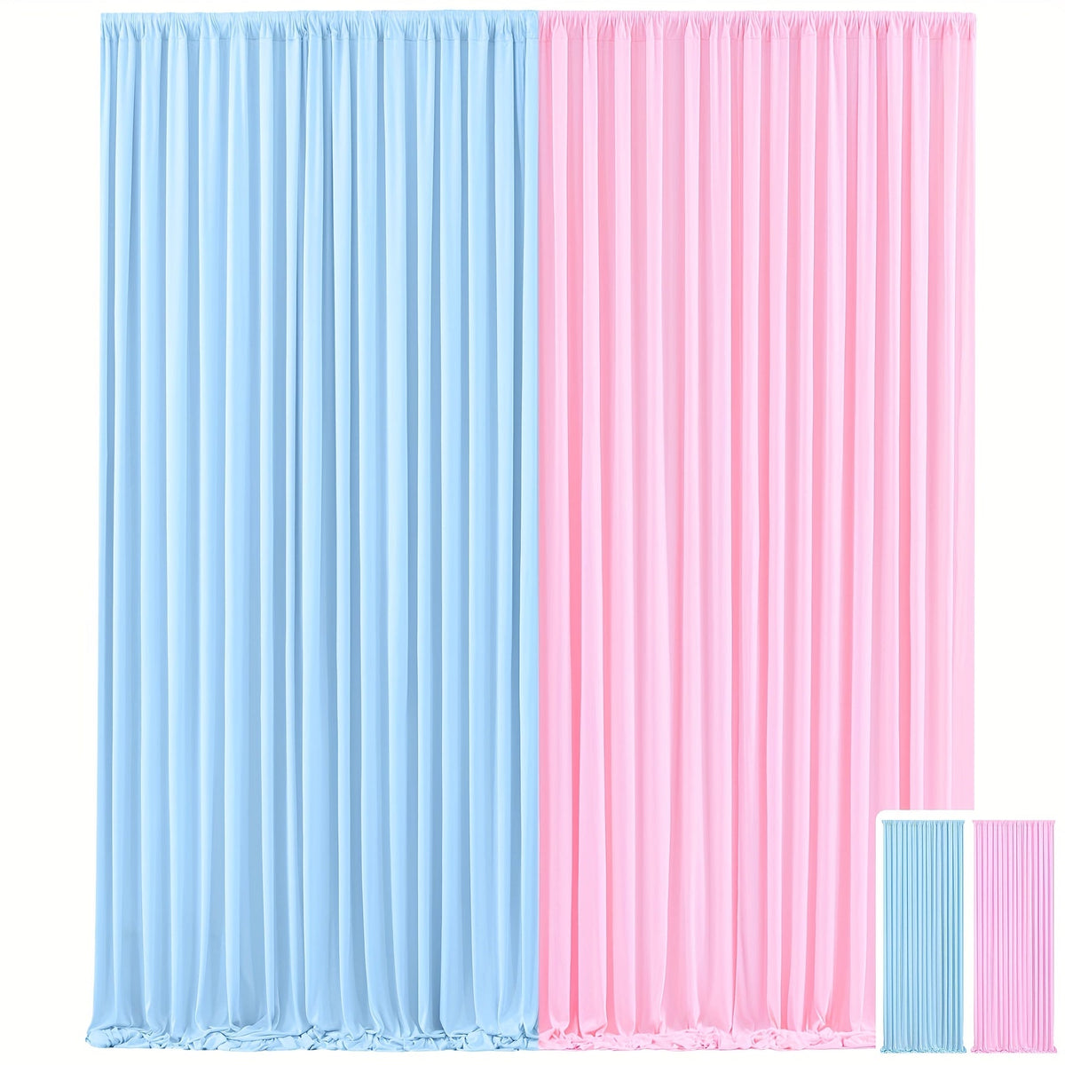 Party Backdrop Curtains 2pcs 59x118 Inch with Poles Wrinkle-Resistant Non-Transparent Fabric Background for Wedding Birthday Bridal Shower Holiday Decoration
