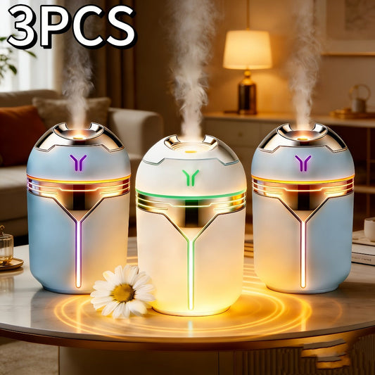 Mini Humidifier 3-Pack with Adjustable Mist and White and Blue Color Combinations