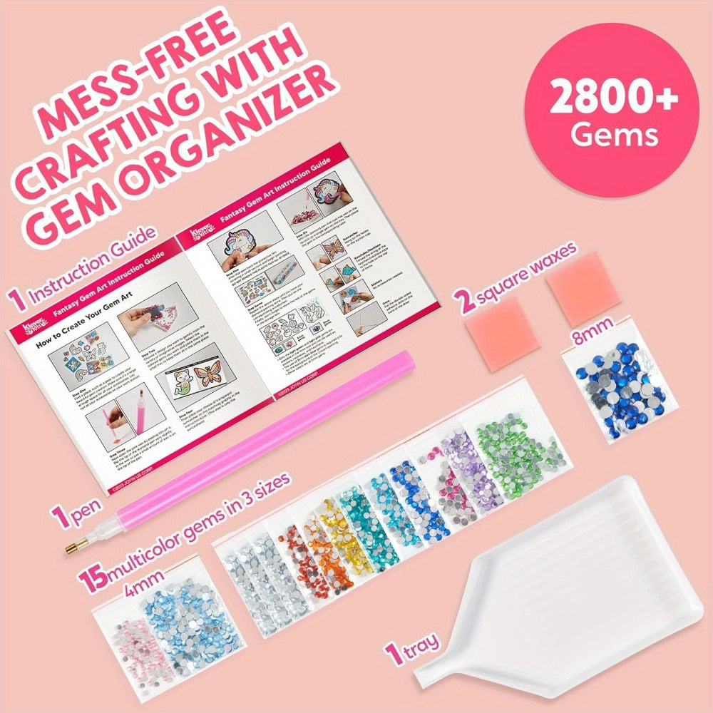 Diamond Gem Art Kit for Kids, 16 Projects, 2,800+ 5D Gems with Suncatchers & Jewelry