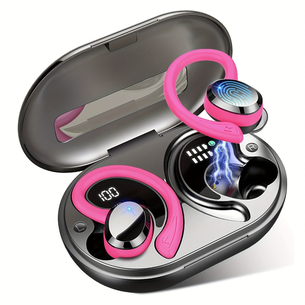 48H Wireless Sport Earbuds Q38 Bluetooth 5.3 with 14.2mm Driver Stereo Sound – Earhook Noise Cancelling Mic Over-Ear Headset for Workout Running Gym Outdoor Sports