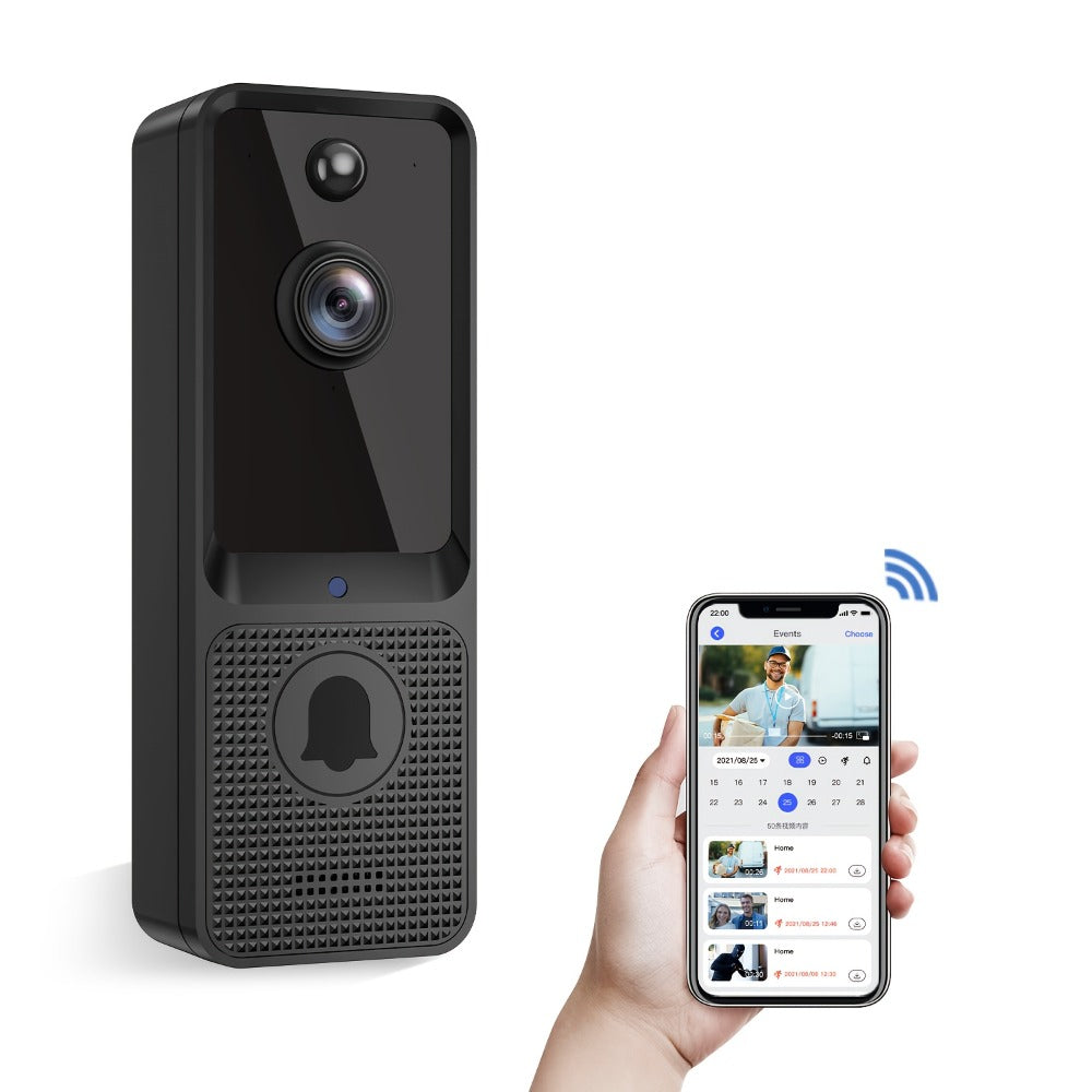 166° Wide Angle Video Doorbell 720P 2.4G 5G Dual-Band WiFi – Color Night Vision, AI Vehicle & Person Detection, Two-Way Voice, No Wiring, Real-Time App View, Single or 2-Pack, Black