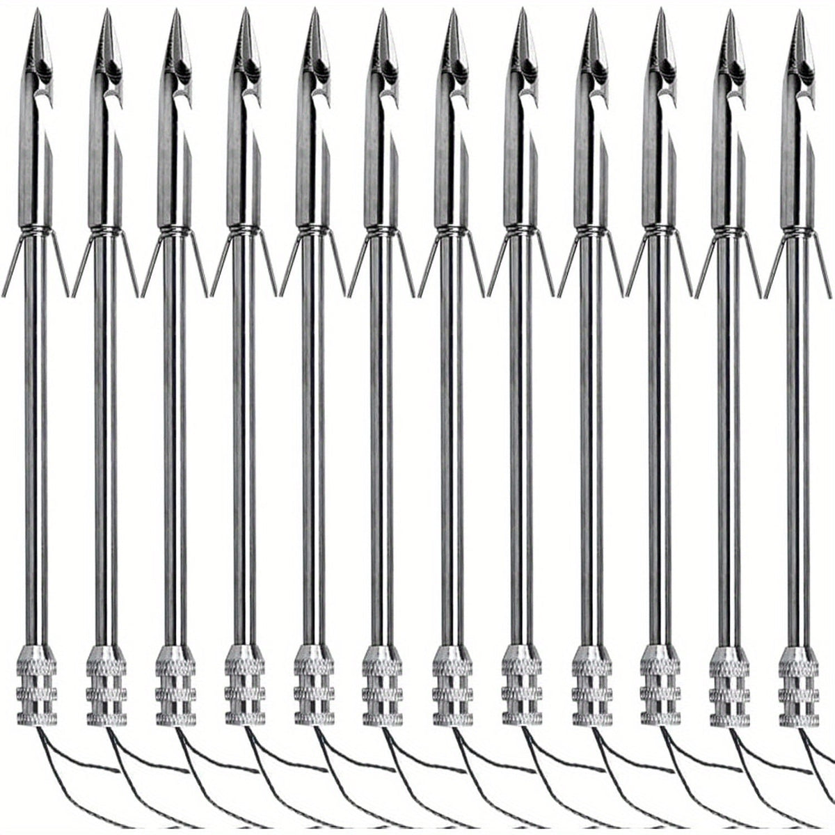 Stainless Steel Slingshot Fishing Arrowheads 12-Pack, Bowfishing Arrow Tips for Slingshot Bow Fishing & Target Practice, Detachable Broadhead Darts with Fishing Line Hole - Replacement Shooting Points