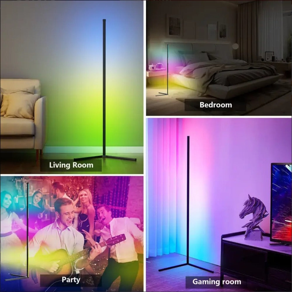 RGB Smart Floor Lamp 56 Inch – 16 Million DIY Color Changing with App & Remote Control, Music Sync, 4 Modes, USB Powered for Game Room, Christmas & Halloween Decor (1, 2 or 4 Pack)