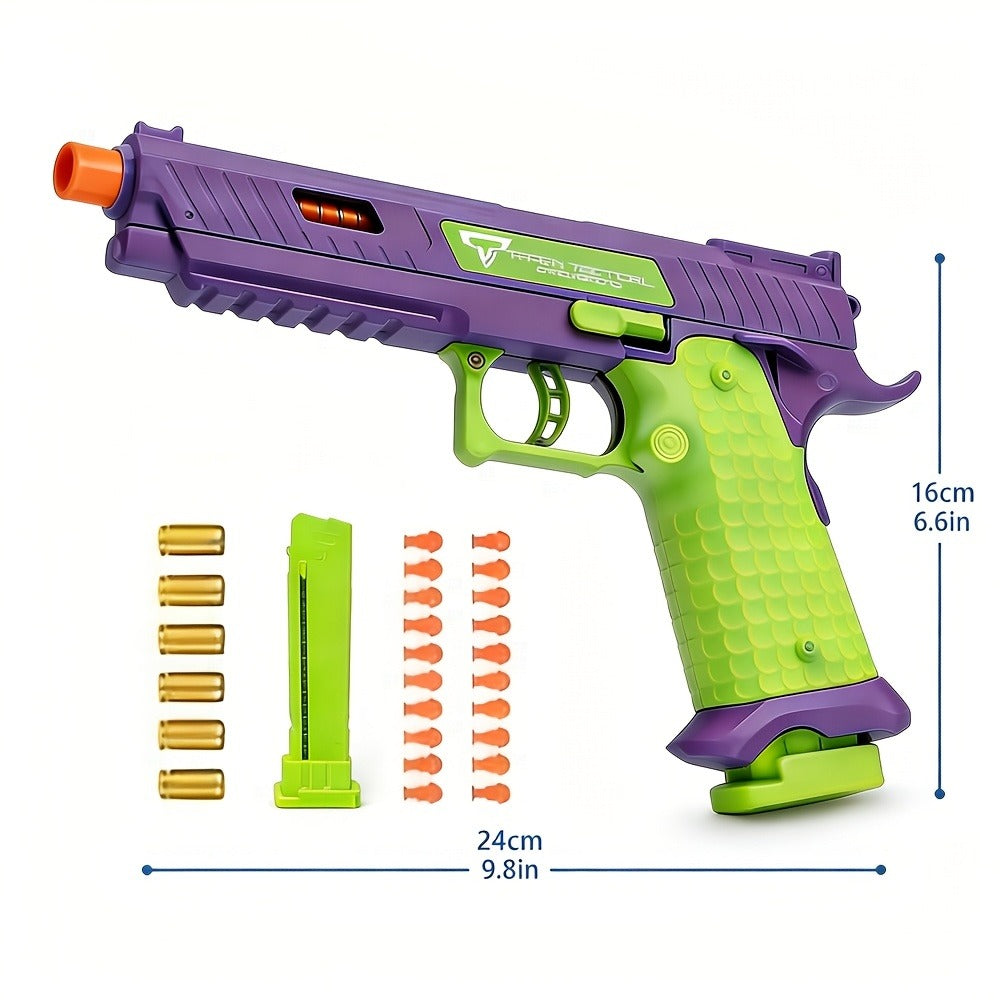 2011 Battle Master Semi-Auto Soft Bullet Toy Gun with Shell Ejecting – 1 Magazine, 20 Simulation Bullets, ABS Safe Plastic, Combat Role Play Pistol for Boys, Birthday Gift for Kids Ages 6+