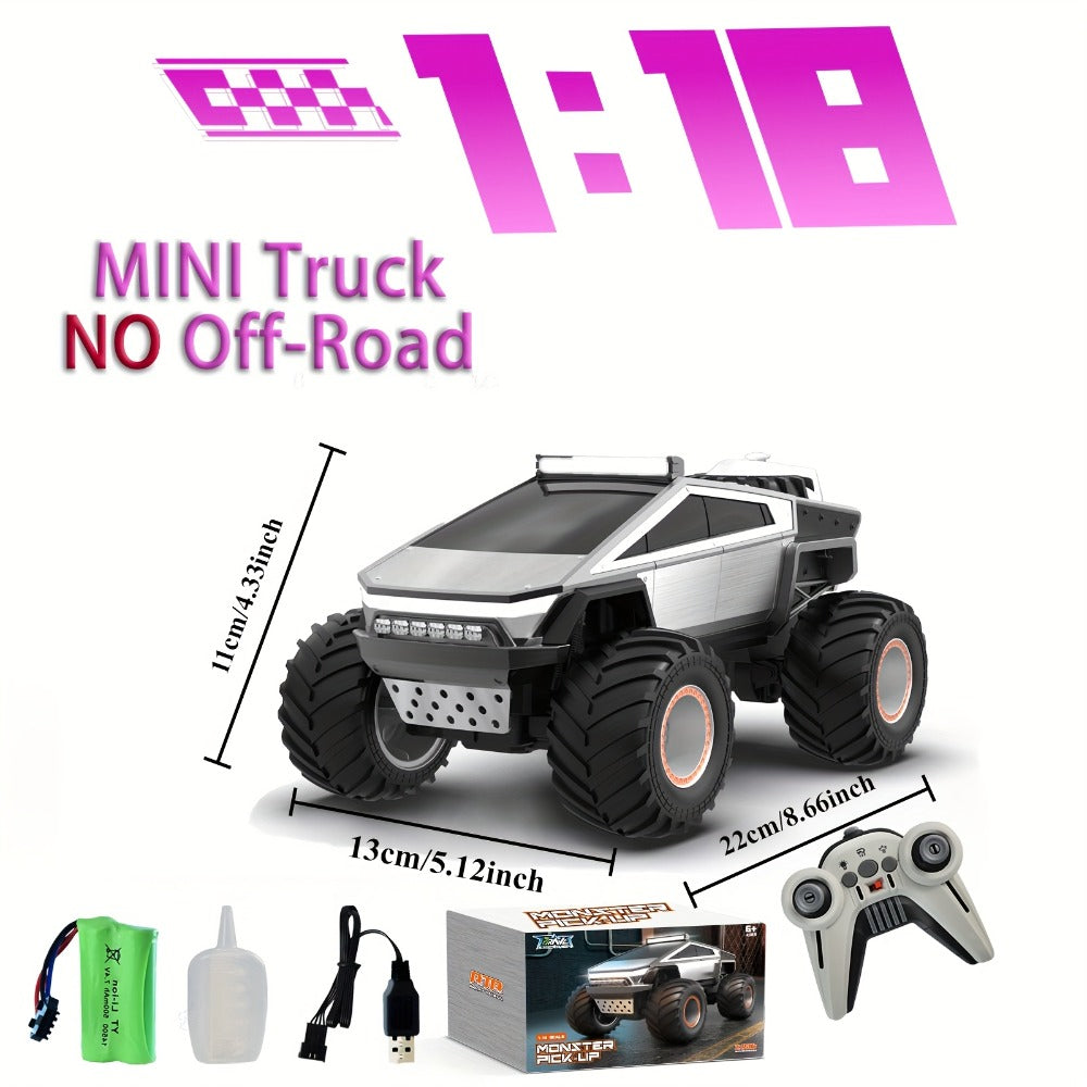 RC Monster Truck Toy, 4WD Off-Road Vehicle with LED Lights and Water Spray Effect