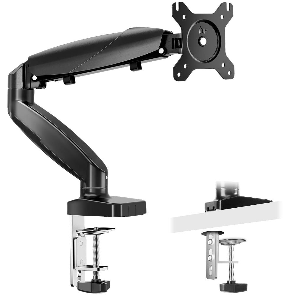 Gas Spring Monitor Arm Single Dual, Ergonomic Desk Mount for 13-32 Inch Screens up to 17.6 lbs, Adjustable Height, 360° Swivel, Full Motion VESA Monitor Stand for Home Office