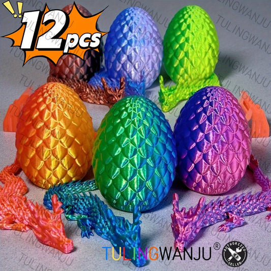 Dragon Figurine and Egg Ornament Set, 12-Piece Fantasy Display