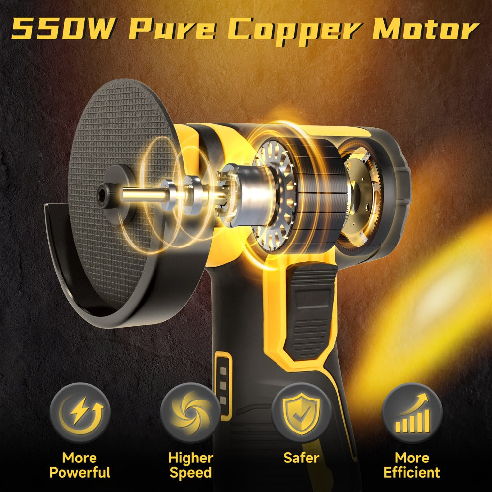 Mini Cordless Angle Grinder 19500RPM – Electric Grinding Polishing Tool for Metal Wood Stone Concrete | Lithium Power Grinder with Battery Options
