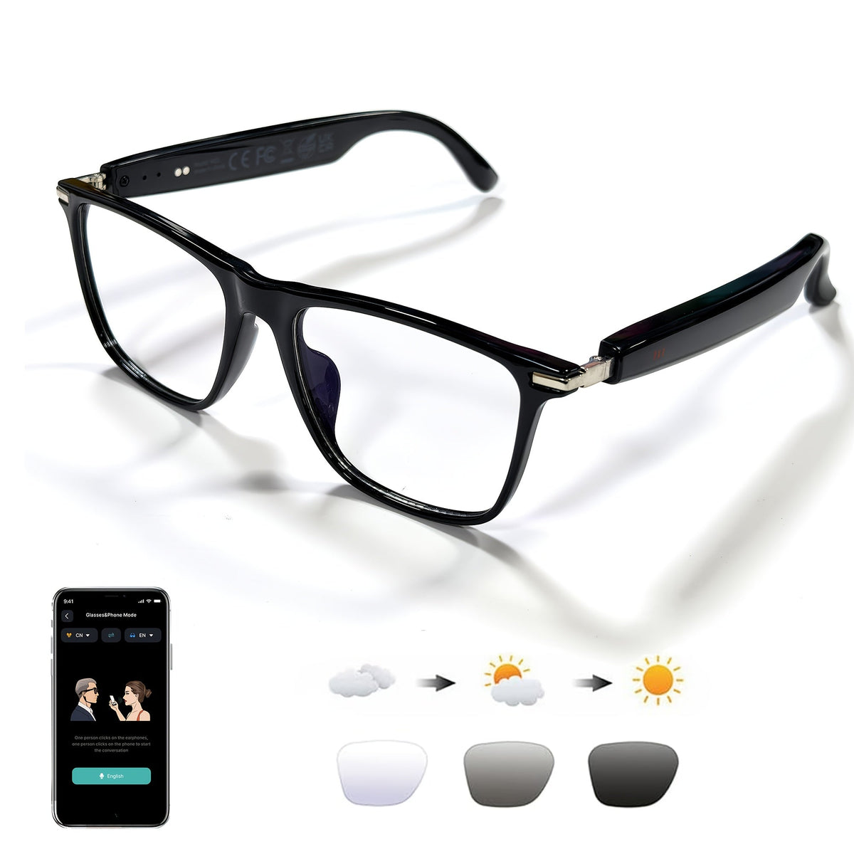 AI Smart Glasses with Real-Time Translation for 160+ Languages, ChatGPT Voice Assistant, HD Calls & Hi-Fi Music – Open-Ear Audio Glasses for Men & Women