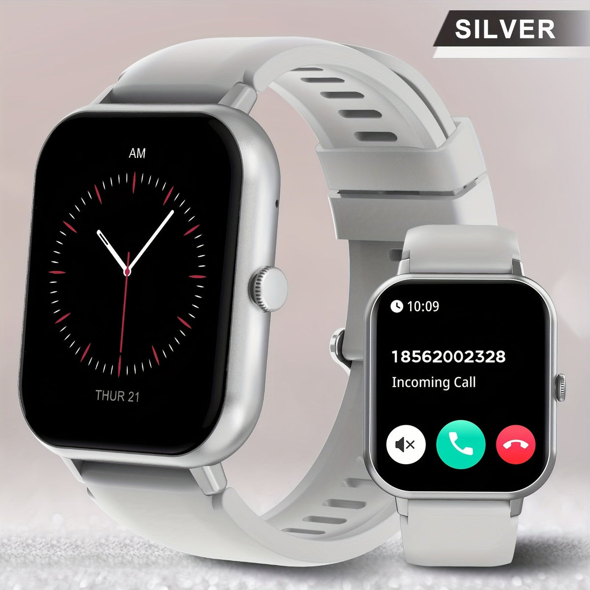Fitness Smartwatch 1.83 Inch HD+ Full Touch Screen Bluetooth 5.2 Wireless Calling Step Tracker Distance Calorie Counter Wristband for Men Women Compatible with iPhone Android – Black Pink Silver