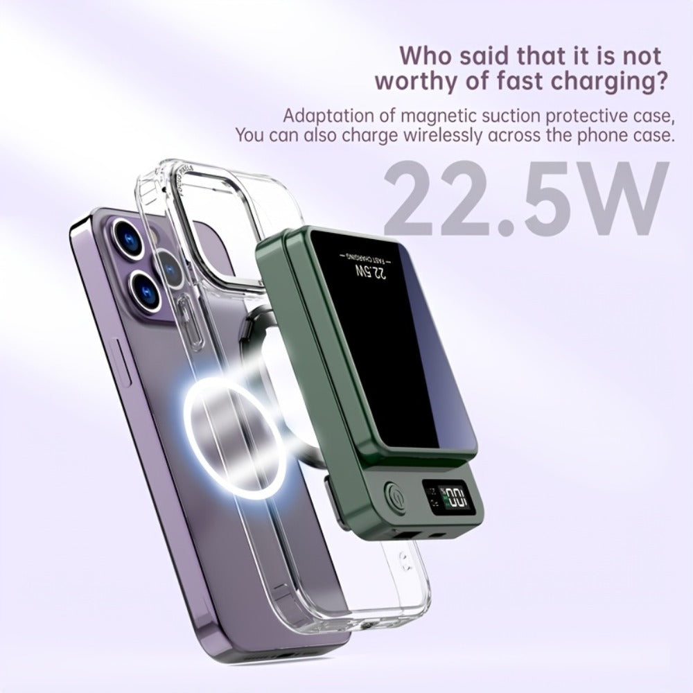15W Magnetic Wireless Power Bank 5000 10000 15000mAh – 30W PD Fast Charging, MagSafe Compatible Battery Pack for iPhone 17 16 15 14 13 12 Pro Max Mini, Wired Charging for Android Samsung