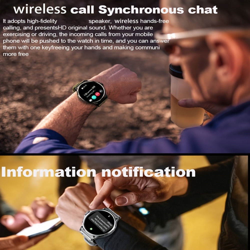 710mAh Long Battery Outdoor Sports Smartwatch for Men – 360x360 HD Screen Wireless Calling High-Quality Speaker Music Control Sports Tracking Sleep Monitor Dynamic Dial Silver Black Gift