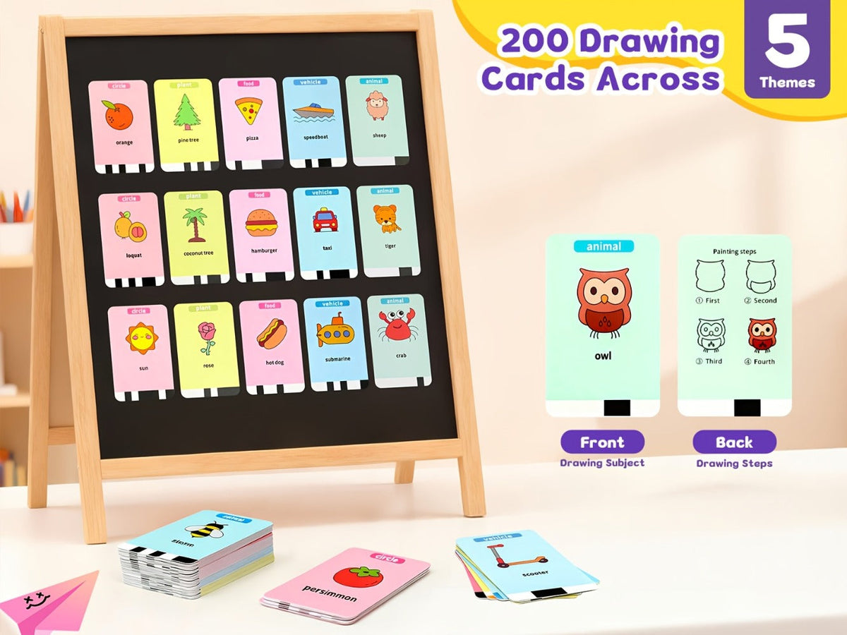 Drawing Robot for Kids Penguin, 200 Learning Cards & 12 Color Pens, STEM Art Educational Toy, Screen-Free Interactive Drawing Game, Step-by-Step Lessons for Boys & Girls Ages 3+, USB Charging, Birthday Gift