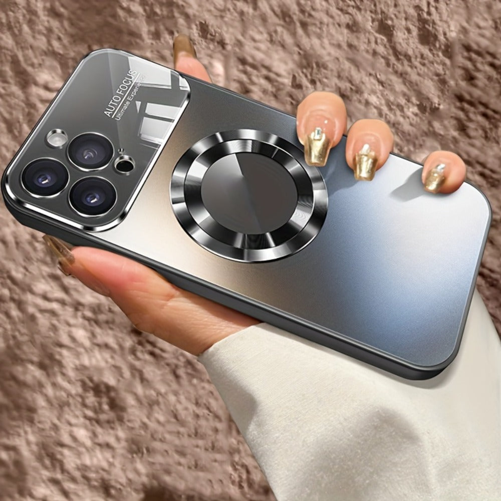 MagSafe iPhone Case Matte Titanium with Built-In Glass Lens Protector for iPhone 17 Pro Max Air 16 15 14 Series – Shockproof Luxury Magnetic Wireless Charging Cover