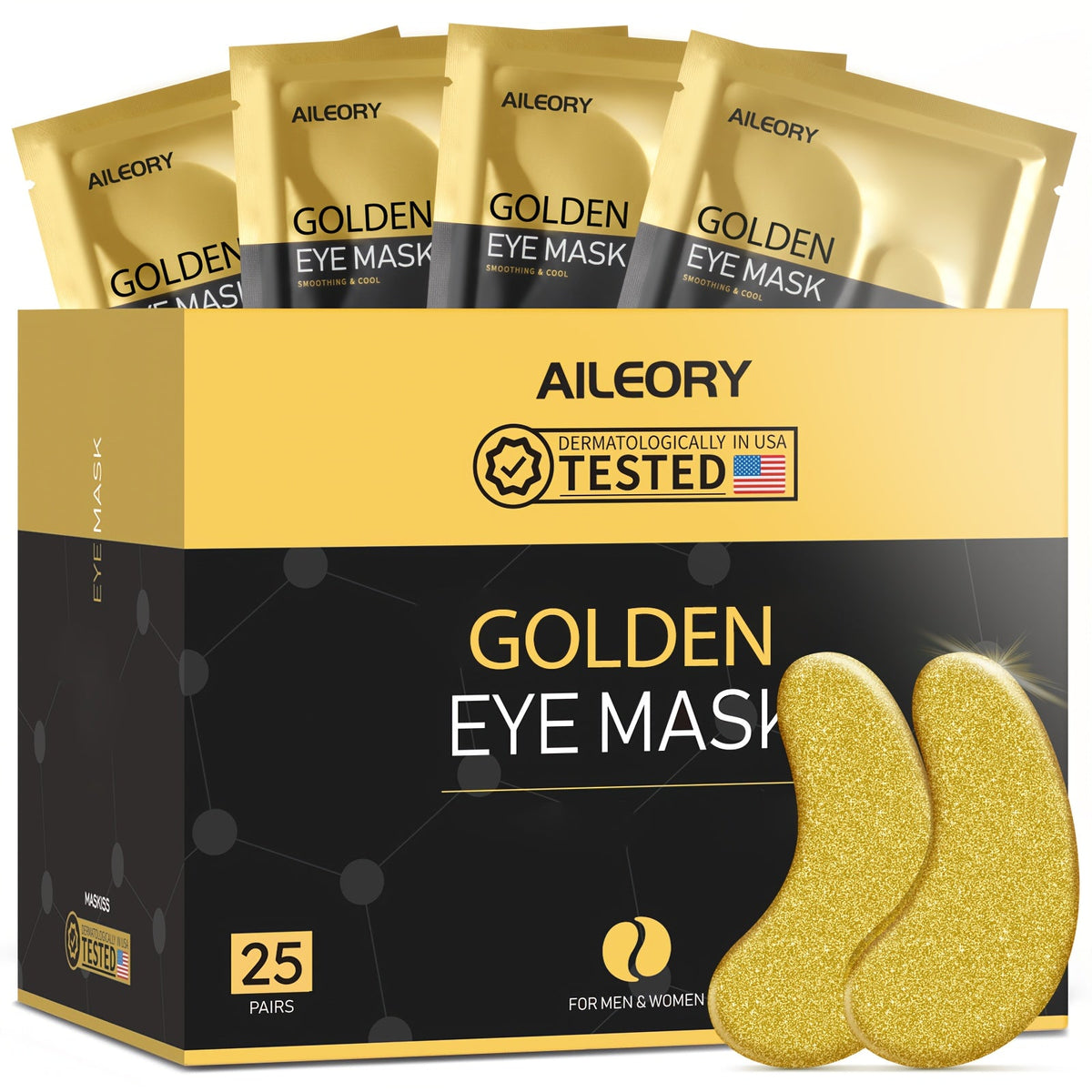 Gold Collagen Under Eye Patches 25 Pairs Gel Eye Masks — Hydrating Anti-Aging for Dark Circles Puffiness Swollen Eyes Fine Lines Deep Moisturizing Eye Treatment Women Men All Skin Types