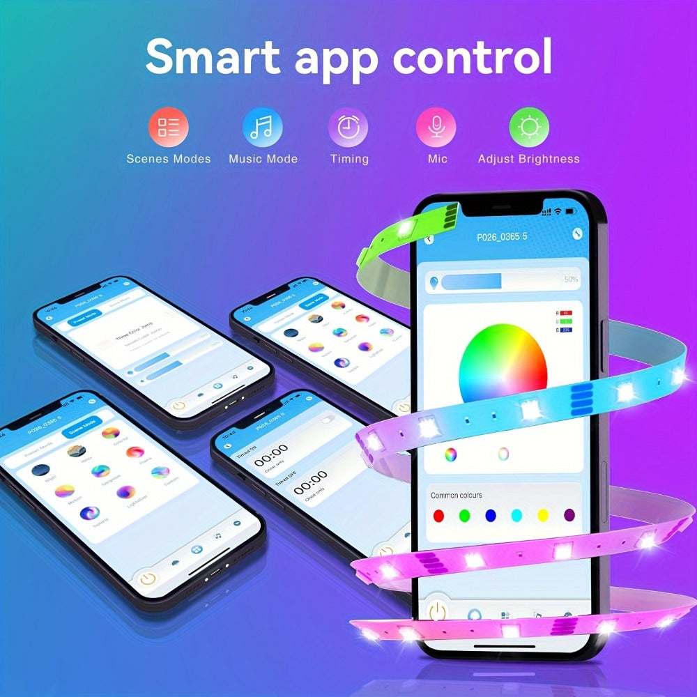 Smart APP Control LED Strip Lights 100FT 2 Rolls of 50FT - RGB Music Sync Color Changing 24V Safe Voltage Remote for Bedroom Living Room Gaming Room Party Home Decoration