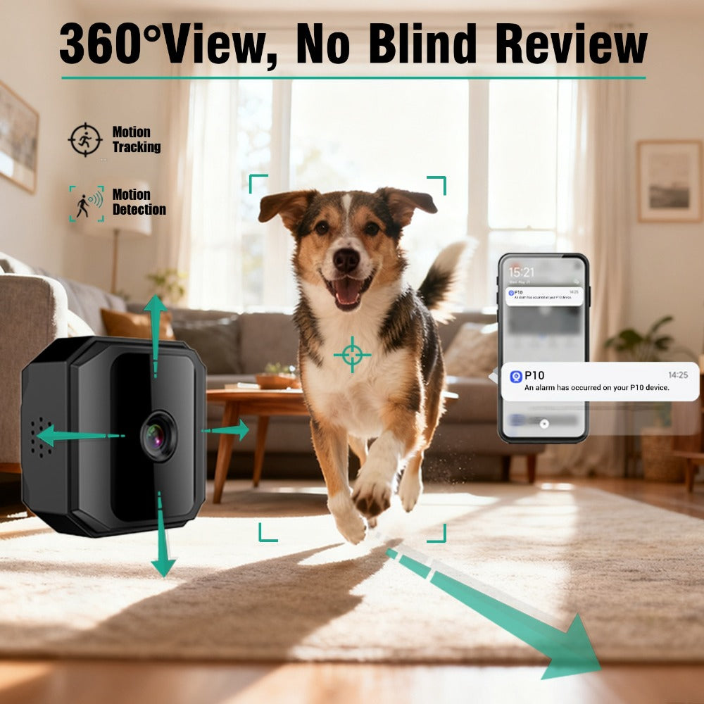 Mini Plug-In Security Camera Indoor Flexible WiFi with Night Vision, 24/7 Motion Alerts & TF Card Local Storage – No Monthly Fees, Perfect for Garage, Baby Room & Home Surveillance