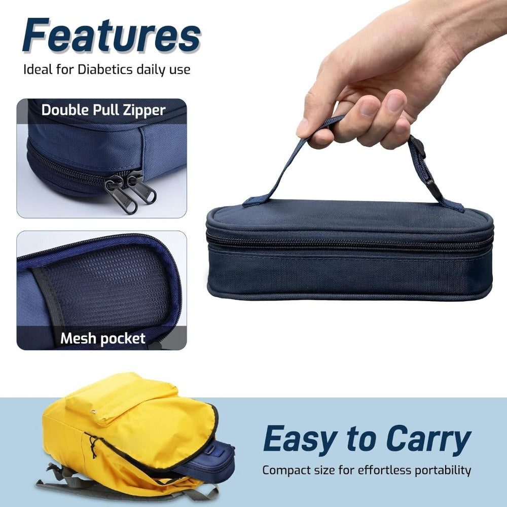 Insulated Insulin Vial Travel Case – Diabetic Supply Bag with Ice Brick, Compact Portable Cooler Kit for Medication Storage