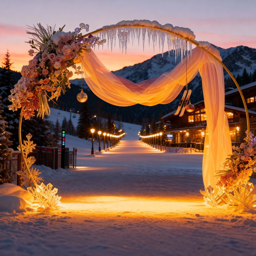 Balloon Arch Stand 8FT Round & Square Background Frame Reusable Event Decoration for Wedding Birthday Valentine's Day Party Christmas Garden Backdrop Photo Booth Decor