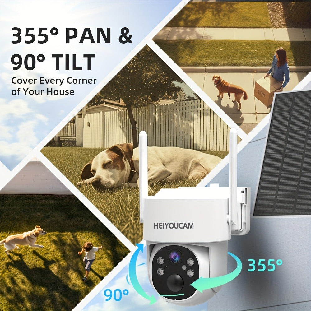 360° Solar PTZ Outdoor Security Camera 3MP, AI Human Auto-Tracking, Smart Siren Alarm, Spotlight Color Night Vision, Two-Way Audio, Weatherproof WiFi – Wire-Free Solar CCTV with Active Deterrent