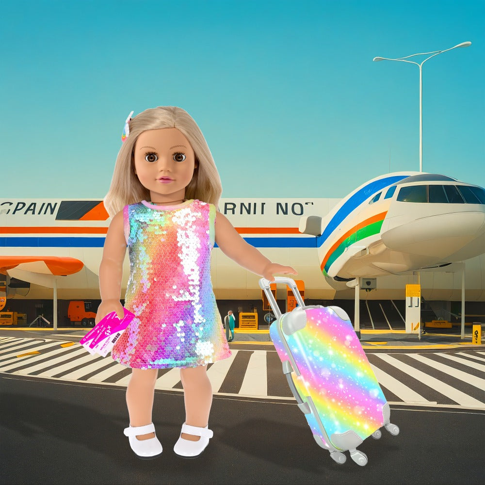24-Piece Travel Accessory Set for 18-Inch Dolls with Suitcase and Outfit