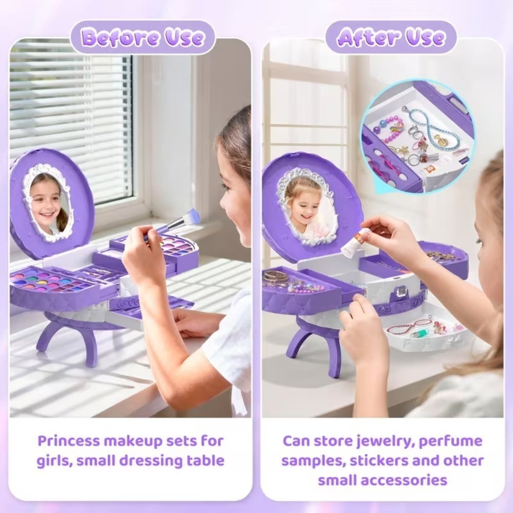 Kids Washable Makeup Kit for Dress-Up Play, Pink or Purple Options