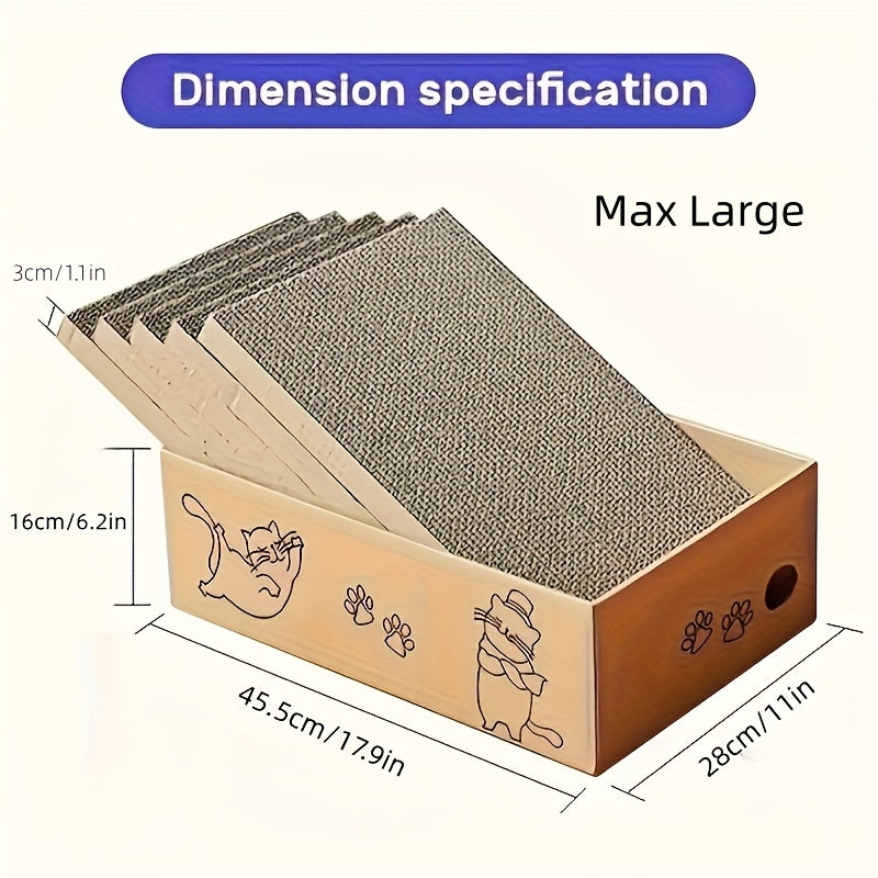 Cat Scratching Board & Bed Combo – 5-Layer Large Corrugated Cardboard Scratcher with Premium Texture, Replaceable Design for Indoor Cats & Kittens, Standard & Extra Large, Set of 5