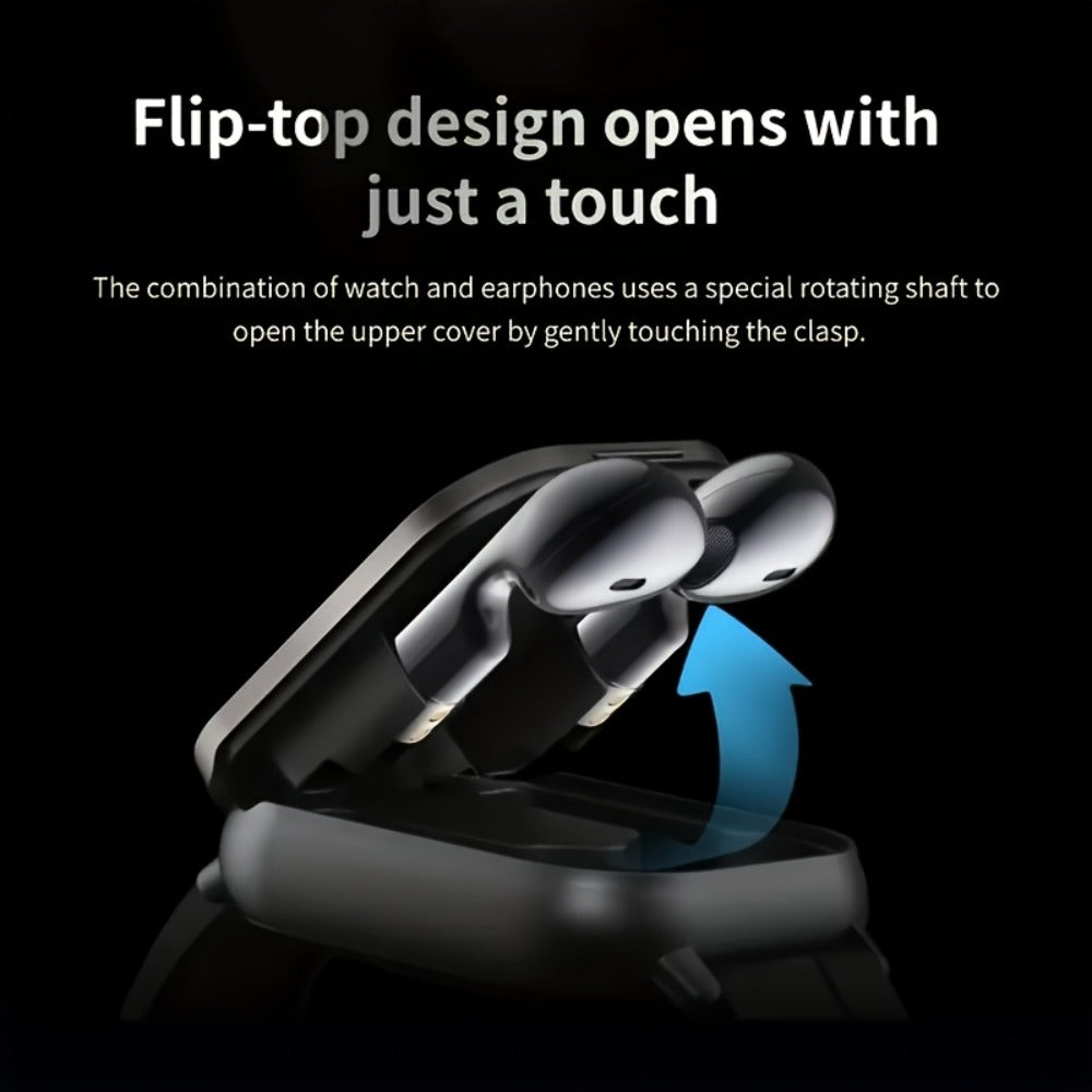 2-in-1 Smartwatch Earbuds Combo Steel & Mesh Strap for Men – Music Control Multiple Sports Modes Activity Tracking Black Silver Rose Gold Black Gold Smart Watch Earphone Gift