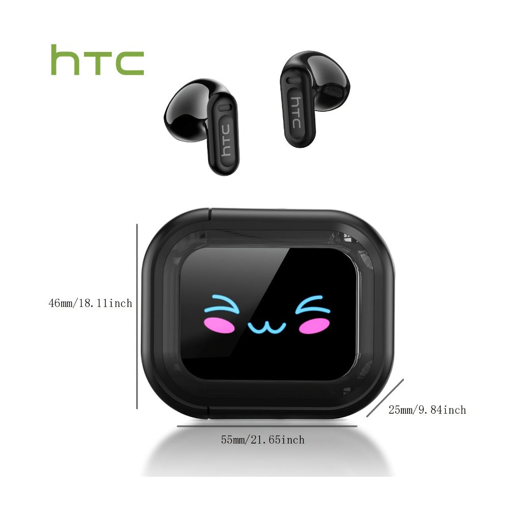 131 Language Real-Time Translation Wireless Headphones HTC NE20 TWS HiFi Sound Low Latency Gaming AI Noise Reduction LED Touch Screen Built-In Mic for Business Travel Office Study Gaming Birthday Gift
