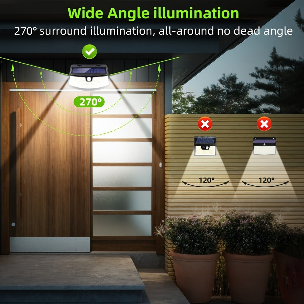 Solar Step Lights Outdoor 120 LED Motion Sensor – 270° Wide Angle IP65 Waterproof Wall Light with 3 Modes | 18-Hour Solar Powered Stair Light for Pathway, Fence, Garage & Deck | 4/6/8 Pack