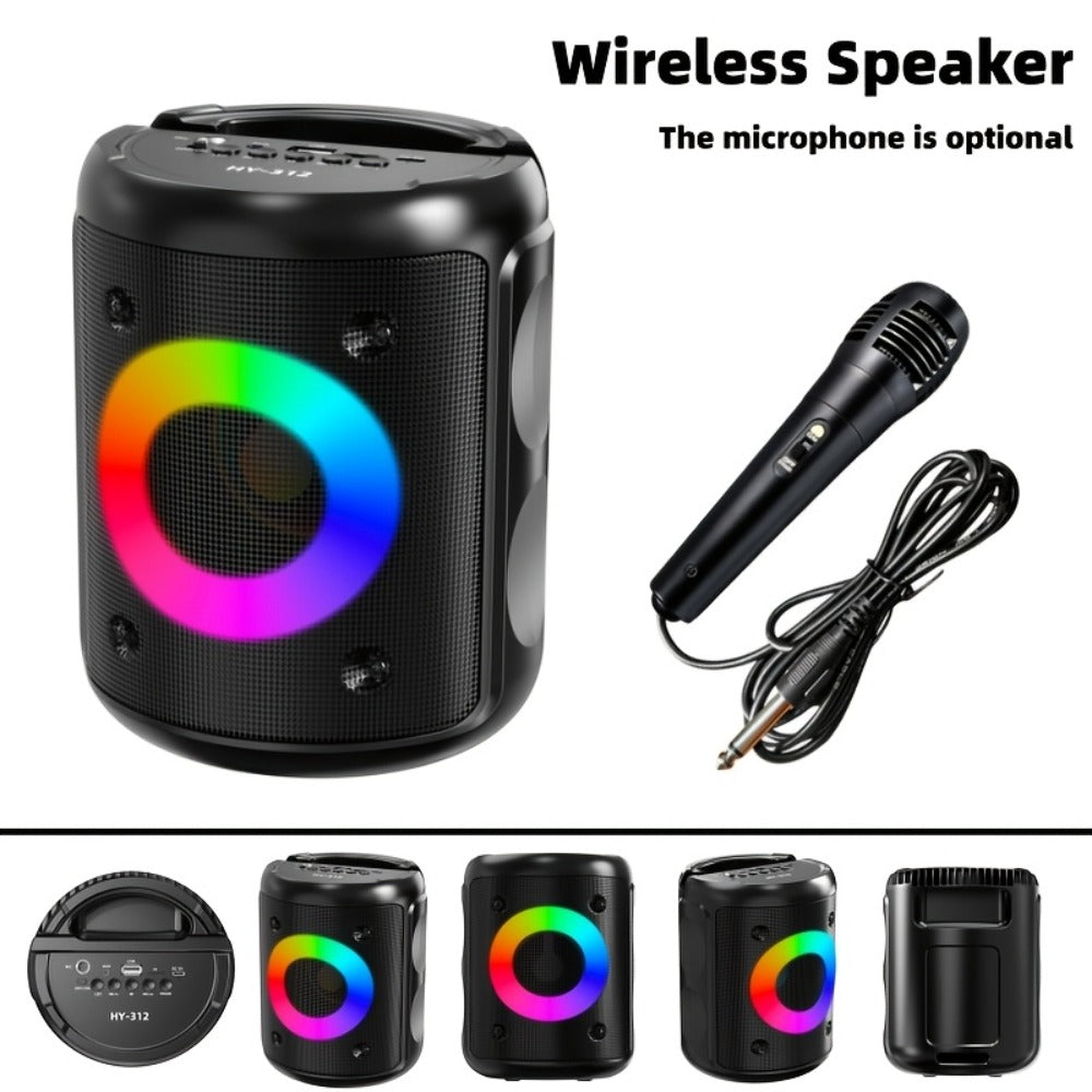 HY-3317 Party Speaker with Disco Lights & Microphone – Large Portable Subwoofer Outdoor Wireless Speaker, TWS Surround Sound, TF Card, AUX, MIC Input, for Parties, Karaoke & Events