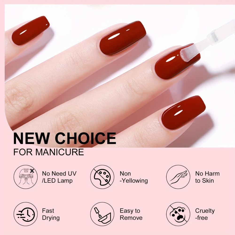 Nail Base Coat and Top Coat Kit — High Gloss Long-Lasting Air Dry Non-Gel Nail Care Set with Nutrient Oil & Drying Agent, Professional Home Manicure Treatment Essentials for Women (15ml / 0.5oz Each)