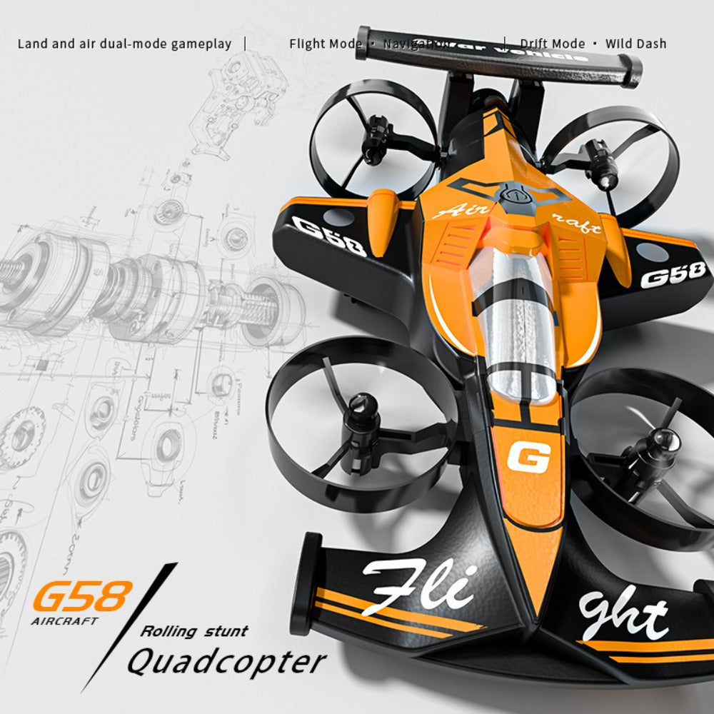 2-in-1 Mini RC Car and Drone Combo Dual Mode Switch One-Touch Takeoff Stable Hover Racing Mode Headless Mode 360° Aerial Flips Dual Batteries | RC Toy Gift for Kids Boys Girls | Birthday Christmas