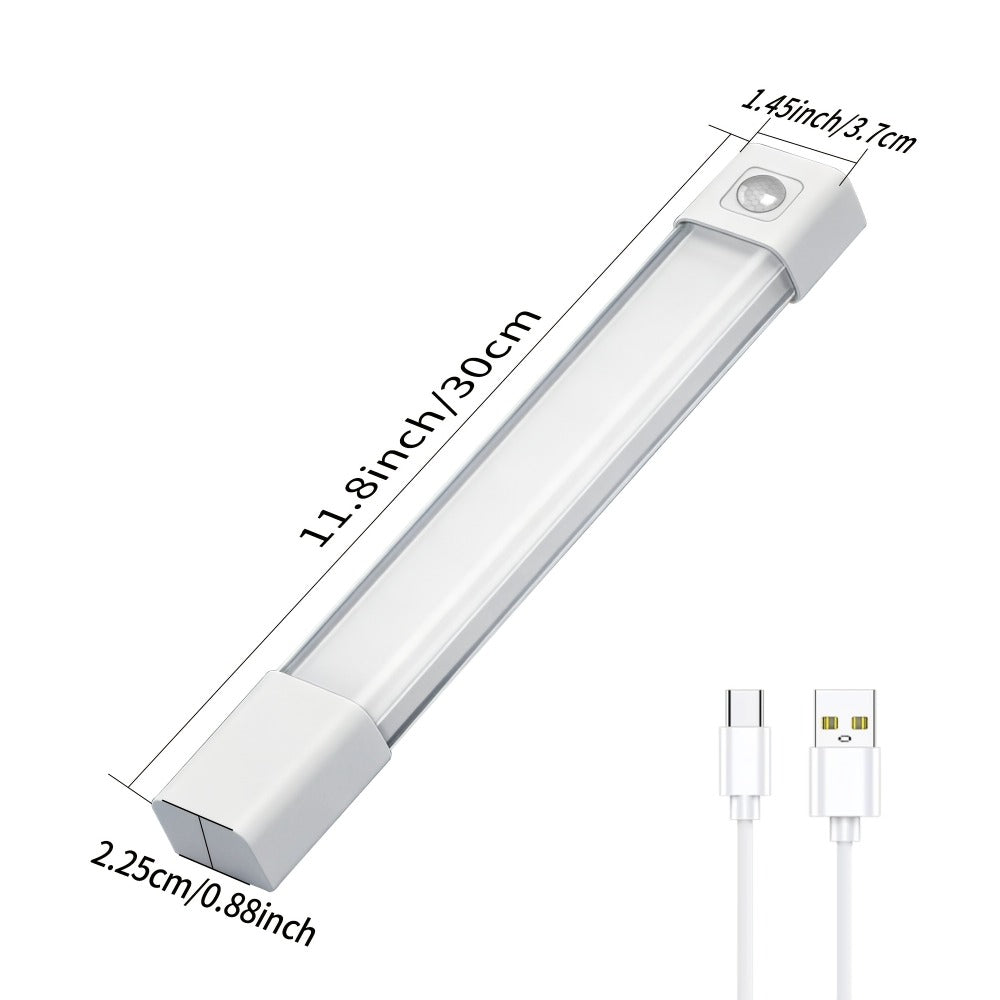 Motion Sensor LED Cabinet Light 4 Pack USB Powered - 3 Color Modes, Wireless Under Cabinet Lighting Bar, Adhesive Mount for Kitchen, Closet, Wardrobe, Hallway & Bedroom (7.87" / 11.81")