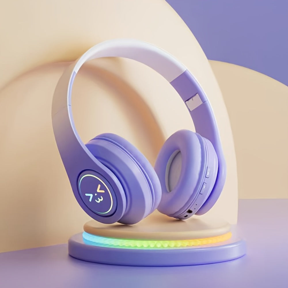 Noise Cancelling Wireless Bluetooth Headphones Over-Ear Bluetooth 5.3 Foldable Portable Headset Built-in Mic Long Battery Life for Studying Gaming Sports Travel Pink Green Blue