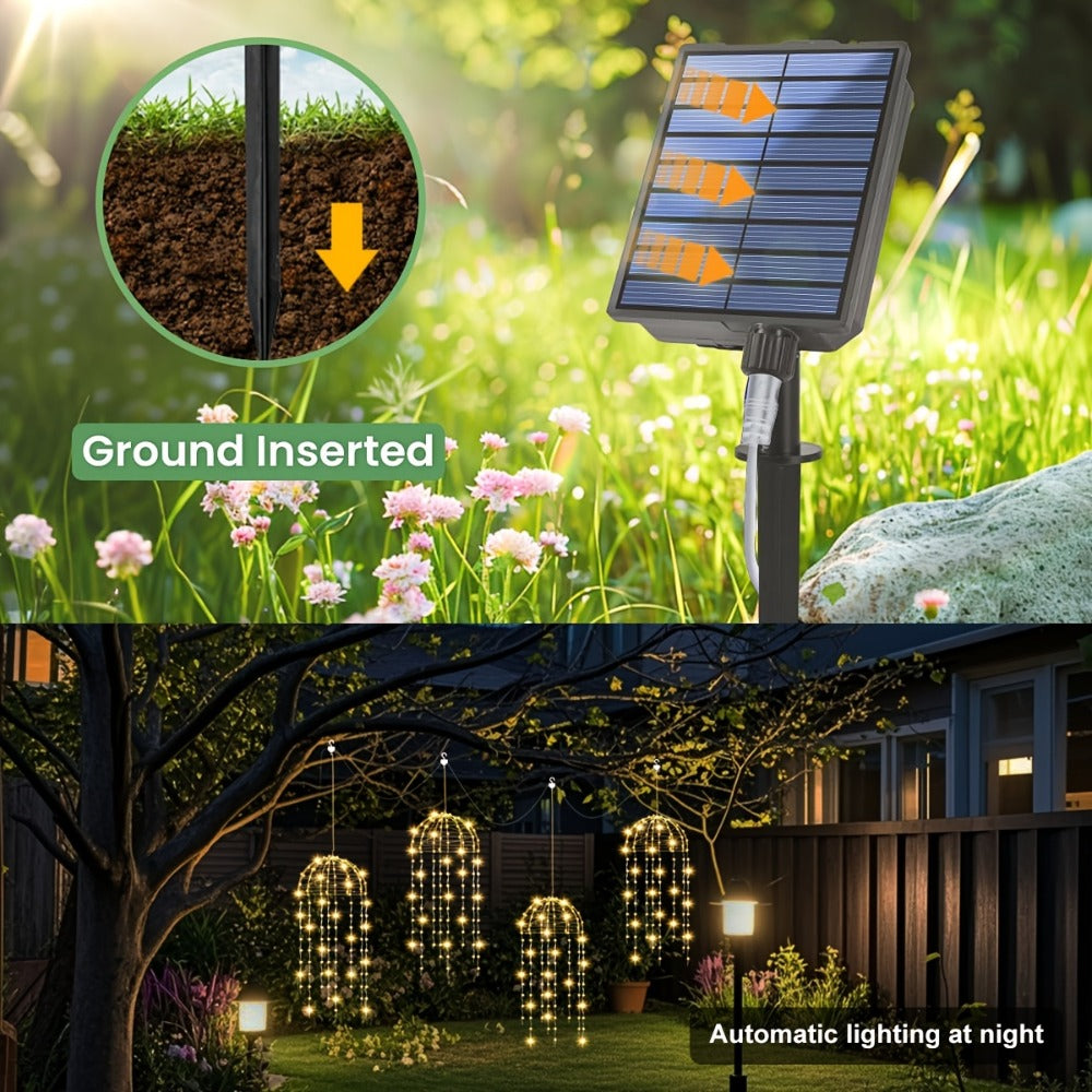 Solar Hanging Jellyfish Lights Outdoor 4 Pack – 8 Modes LED Wire Fairy Lights for Garden Patio Courtyard Wedding Valentine's Day Party Bar Holiday Decoration – White Warm White Multicolor