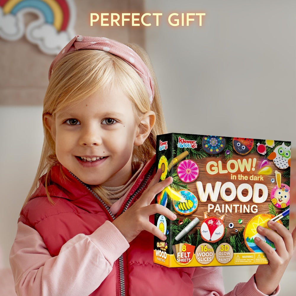 Kids Painting Kit, Glow in the Dark Wood Slice Arts & Crafts Set, 500+ Pieces