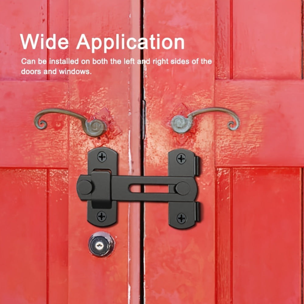 Stainless Steel Door Bolt Lock 180° Flip Latch – Set of 4 Heavy Duty Security Locks with 2 Keys for Garage Stable Bathroom Outdoor Gate Shed Fence Home Door