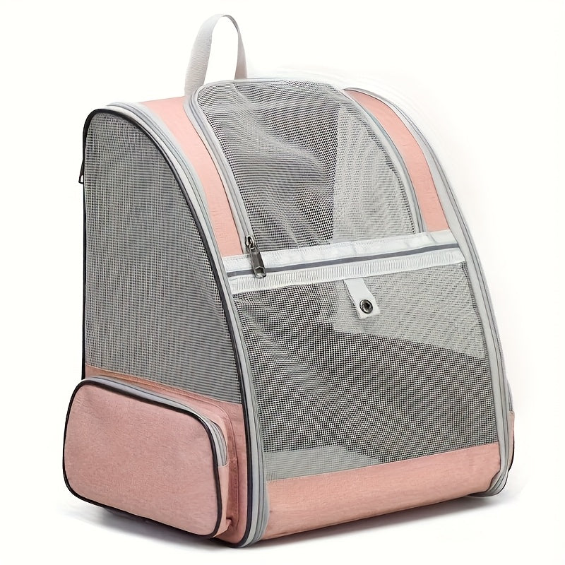 Pet Carrier Backpack for Cats and Dogs, Breathable Mesh Ventilation Transparent Window Foldable Travel Bag with Chest Buckle Removable Mat, Fits Pets Up to 18 lbs for Hiking Outdoor Travel
