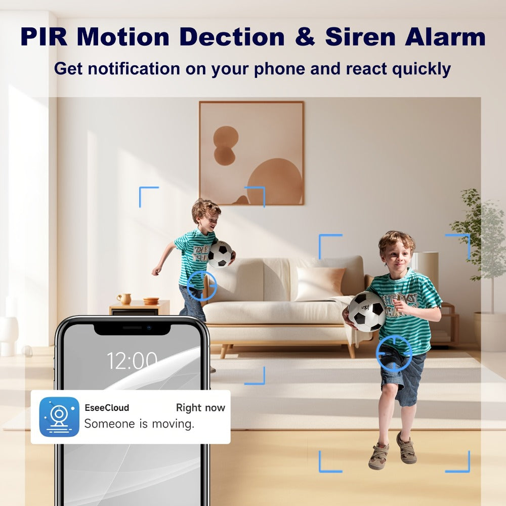 1080P Wireless Security Camera 2-Pack & 4-Pack with Dual-Band WiFi 2.4G & 5G, Motion Detection, Baby Monitor, Night Vision, Two-Way Talk, Siren Alert, Cloud & 256GB SD Card Support – Indoor Home Surveillance