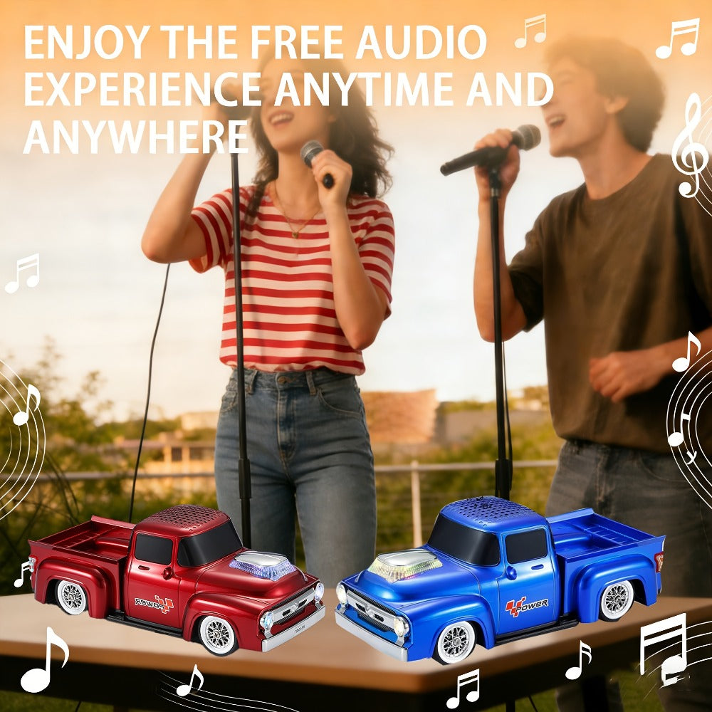 Car-Shaped Bluetooth Speaker with TWS Stereo Sound, Portable Wireless Mini Speaker USB FM TF AUX Compatible with Smartphones Tablets PC, Deep Bass Outdoor Speaker, Fun Holiday Gift for Car Enthusiasts Kids Men