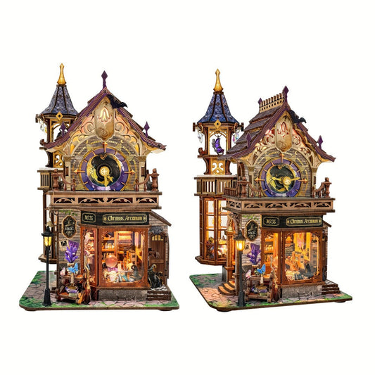 DIY Wood Miniature Bookhouse Kit SQ-71 Time Magic Club with Mechanical Link System