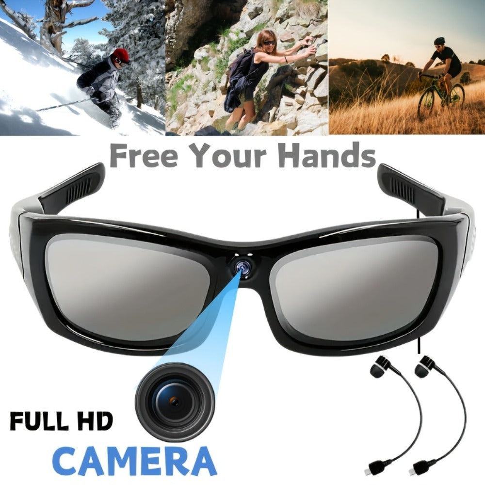 Smart Glasses Camera 1080P HD Video Recording, Built-in 32GB, Music Playback & Phone Call, Wearable Action Camera Sunglasses, 2-Hour Battery, for Travel Vlogging Outdoor Sports, Valentine's Day Gift